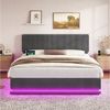 TavilaEcon Boxspringbett Moderne Polsterbetten mit LED-Beleuchtung und USB-C-Ladefunktion (1-St), mit höhenverstellbarem Kopfteil, Cord-Stoff, stabilem Lattenrost Bild 2