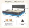 TavilaEcon Boxspringbett Moderne Polsterbetten mit LED-Beleuchtung und USB-C-Ladefunktion (1-St), mit höhenverstellbarem Kopfteil, Cord-Stoff, stabilem Lattenrost Bild 4