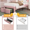 Merax Kinderbett, LED Einzelbett, 90x190 cm, Jugendbett mit Schubladen Polsterbett APP-Control LED Bettgestell Lattenrost und Verstellbares Kopfteil, Samt Rosa Bild 5