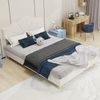Flieks Doppelbett 140x200cm, Polsterbett mit Kopfteil & Bettkasten, Einzigartiges Nietendesign, Beige Bild 2
