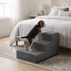 FEANDREA Hundetreppe für Kleine Hunde, 3 Stufen Waschbare Katzentreppe aus Schaumstoff für Sofa, 46 x 40 x 33 cm, Grau Bild 3