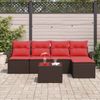 vidaXL Gartensofa-set mit Kissen 6 pcs Braun Poly-Rattan 3345334 Bild 3