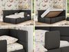 Jugendbett, Kinderbett mit Kopfteil ARVO ALTA 90x200 cm, Polsterbett mit Stauraum, hoher Schlafkomfort - Dunkelgrau Kunstleder - Rechts - VIRE LUX Bild 2