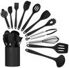 OKWISH Kochbesteck-Set 12er Küchenhelfer Set Kochgeschirr Küchenutensilien (Gesund Silikon Kochset Antihaft Hitzebeständig mit Utensilienhalter, 12-tlg, Silikonspatel, Utensilien-Set, Kochutensilien, Silikon, einteilig), Kochzubehör für kochen und back... Bild 4
