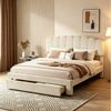 Simurq Polsterbett Bett 140x200 cm mit Stauraum Doppelbett Stauraumbett Mit Ladefunktion, Bettgestell mit Lattenrost, Schubladen und gepolstertem Kopfteil Bild 2