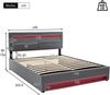 Merax Polsterbett, LED Doppelbett, mit USB-Anschluss und hydraulischem Stauraum, grau, 140x200 cm Bild 4