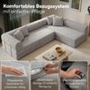 skølm 'Lofn' Modulares Sofa 4 Sitzer, 300x200 cm, Vollschaumcouch mit Metallgestell, Cord hellgrau, Schlafsofa vakuumverpackt, kein Aufbau erforderlich Bild 5