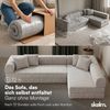 skølm 'Lofn' Modulares Sofa 4 Sitzer, 300x200 cm, Vollschaumcouch mit Metallgestell, Cord hellgrau, Schlafsofa vakuumverpackt, kein Aufbau erforderlich Bild 3