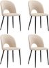 Merax Essgruppe, (Set,140×80cm Esstisch mit 4 Stühlen), Moderner Küchentisch Set, Samt Esszimmerstuhl Mit Diamantmuster, Verstellbare Stuhlbeine, Beige Samt, MDF Tischplatte in Grau, Schwarz Tischbeine Bild 5