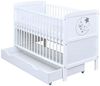 Baby-Delux Babybett Felix Teddy Mond Motiv Bettkasten, Kinderbett Gitterbett 140x70 weiß mit Beißschienen Schublade, Matratze Bild 2
