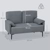 HOMCOM 2-Sitzer Polstersofa mit Armlehne, Metallrahmen, Couch 1 Teile, für Wohnzimmer, Schlafzimmer, Metallrahmen, Grau Bild 3