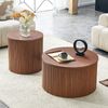 2-teiliges Couchtisch-Set H 50 x T 110 x B 65 cm mit Stauraum, MDF in Walnussoptik, rundes Nesting-Design mit Säulenfuß Bild 4