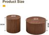2-teiliges Couchtisch-Set H 50 x T 110 x B 65 cm mit Stauraum, MDF in Walnussoptik, rundes Nesting-Design mit Säulenfuß Bild 5