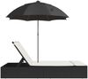 Doppel-Sonnenliege | Gartenliege mit Kissen&Sonnenschirm Schwarz Poly Rattan Bild 5
