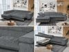 Mks Möbel 'Peter L-form' Ecksofa mit Bettfunktion, Bettkasten & einstellbaren Kopfstützen, Dunkelgrau, Cord, mit Topper, links Bild 2