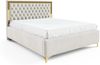 MEBLINI Polsterbett 180x200 mit Lattenrost und Matratze – ARONA GOLD – Beige Samt – Doppelbett mit Bettkasten - Stauraumbett - Kopfteil Bett mit Stauraum Bild 2