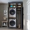 Roomart Waschmaschinenschrank - DORA-I- 115 cm breit - Wasch- & Trocknerschrank mit Türen & Ausziehbrett, Waschmaschinen-Überbau für Waschküche & Hauswirtschaftsraum • Anthrazit-Eiche Bild 4
