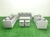 Fimous Gartenmöbelset Polyrattan mit 2 Sesseln Rechteckiger Couchtisch 2 kleine Fußhockern Beistelltisch Hellgrau gemischt Bild 2
