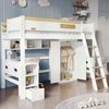 Kinderetagenbett 90x200 cm, mit Tisch, Kleiderschrank & Schutzgitter, Kiefernholz, weiß/natur Bild 2