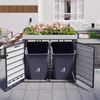 Mülltonnenbox mit Pflanzkasten, horizontale Holzoptik-Leisten, langlochrissige Belüftung, ganzer eiserner Garten-Aufbewahrungsschrank mit Schloss Bild 2
