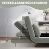 HOMCOM Schlafsofa Doppelschlafsofa mit 3-fach verstellbarer Rückenlehne und 2 Kissen, Polstersofa 1 Teile, für Wohnzimmer, Schlafzimmer, Hellgrau Bild 4