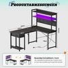 UDPATIO Gamingtisch Gaming Eckschreibtisch mit Lochwand, Regal, Steckdosen & USB, schwarz (1-St), Gaming Setup, Home Office, Steckdosen, Lochwand, L-Form Bild 2