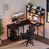 UDPATIO Gamingtisch Gaming Eckschreibtisch mit Lochwand, Regal, Steckdosen & USB, schwarz (1-St), Gaming Setup, Home Office, Steckdosen, Lochwand, L-Form Bild 3