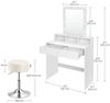 VASAGLE Schminktisch Kosmetiktisch mit LED-Beleuchtung, einstellbare Helligkeit, modern (1 Tisch mit 1 Hocker), mit 2 Schubladen und 3 offenen Fächern, Sitzhocker 360° drehbar Bild 3