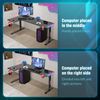 Todeco L-förmiger Gaming-Computertisch mit LED-Leuchten, Eckschreibtisch 160 x 100cm Gaming Schreibtisch, PC Tisch Gaming mit Kohlefaseroberfläche, mit Kopfhörerhaken Getränkehalter Bild 3