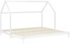 Kinderbett ausziehbar Hausbett 90x200 Gästebett Ausziehbett Funktionsbett Holz Weiß Kinderdoppelbett Lattenrost Bett Bettenhaus Spielbett Bild 4