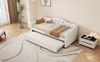 Daybettt, 90x200cm Tagesbett mit ausziehbarem Bett,Schlafsofa, Einzelbett(Ohne Matratze), Leinen, minimalistisches Styling, beige Bild 5