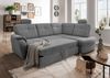 Ecksofa >Elli< Schlaffunktion, Stauraum, 2 Kopfstützen, grau - 264x92x180cm (BxHxT) Bild 2