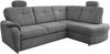 Ecksofa >Elli< Schlaffunktion, Stauraum, 2 Kopfstützen, grau - 264x92x180cm (BxHxT) Bild 5
