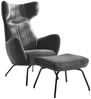 KAWOLA Sessel LOTTE Ohrensessel velvet stone mit Hocker 117 x 82 x 79 cm Bild 3