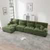 Sofa modular Grün aus Chenille, mit beweglichen Ottomane, Cloud-Komfort und flexibler L-/U-Form,81x406x145 cm Bild 3