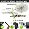 BRAST Alu Sonnenschirm Ampelschirm Ø360cm Beige + Schützhülle UV-Schutz 80+ wasserabweisend mit Kurbelvorrichtung drehbar schwenkbar & höhenverstellbar Bild 5