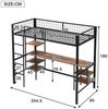 Etagenbett 90×200 cm mit Rausfallschutz, Schreibtisch und Regal, Schwarz/Holzoptik, ohne Matratze Bild 5