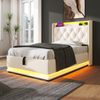 Polsterbett 90x200 cm aus PU mit 360°-LED und hydraulischem Bettkasten, USB-/Typ-C-Anschluss Bild 2