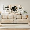 4-Sitzer Sofa Beige mit Konsole, USB-Ladefunktion & Getränkehaltern, 290x83x88 cm Bild 4