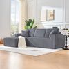 Ecksofa aus Cord mit Chaiselongue & 2 Kissen, 235 x 128 x 60 cm, Grau Bild 2