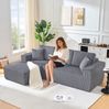 Ecksofa aus Cord mit Chaiselongue & 2 Kissen, 235 x 128 x 60 cm, Grau Bild 5