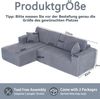 Ecksofa aus Cord mit Chaiselongue & 2 Kissen, 235 x 128 x 60 cm, Grau Bild 4