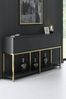 Dmora Kommode Basilia, Wohnzimmerbuffet, Wohnzimmer-Sideboard, Moderne Küchen-Speisekammer, 150x30h80 cm, Anthrazit und Gold Bild 2