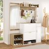Merax Garderoben-Set Garderobenständer Komplettset mit Schuhschrank, Sitzbank, (1-St, Wandgarderobe, Spiegel, Regal), Flur Möbel Stauraum Bild 4