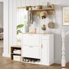 Merax Garderoben-Set Garderobenständer Komplettset mit Schuhschrank, Sitzbank, (1-St, Wandgarderobe, Spiegel, Regal), Flur Möbel Stauraum Bild 2