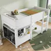 Hochbett, Kinderbett mit Lattenrost, Leiter und Tafel, 90x200cm, Holzbett aus Kieferholz, Einzelbett mit Rausfallschutz Bild 3