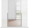 rauch Kleiderschrank Alba, Drehtürenschrank, Garderobenschrank, 4-türig, mit Spiegel, mit 2 Kleiderstangen und 2 Einlegeböden, Farbe Hochglanz Weiß/Weiß, Griffstange Grau metallic, Schwarz, 181x197x54cm Bild 2