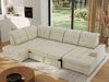 Ecksofa, Wohnzimmer U Couch, Polstersofa mit Bettkasten - MADRITO U - Beige Velorus - Links Bild 3