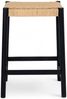 Barhocker Adina aus Eichenholz und Papiergarn, Schwarz/Beige Bild 4