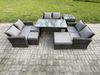 Fimous Polyrattan Gartenmöbel-Sets mit Länglicher Esstisch Doppelsitzsofa 3 Fußhockern Beistelltisch Dunkelgrau gemischt Bild 2
